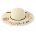 's Wide Brim Summer Floppy Straw Beach Sun Embroidered Hat  eb-11524866